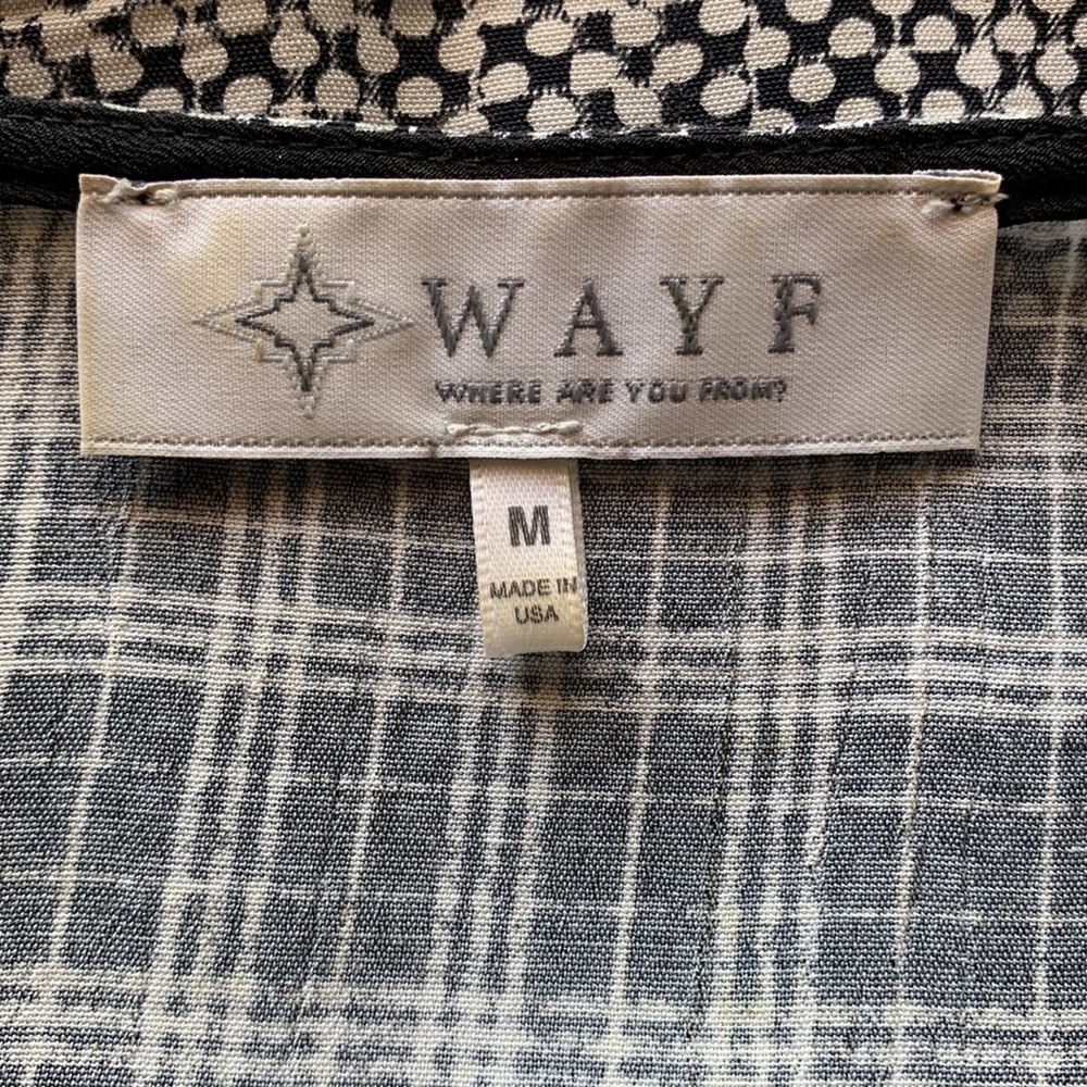 WAYF Black White Sleeveless Tunic Top High Low Hem Size Medium Made in USA - Picture 3 of 7